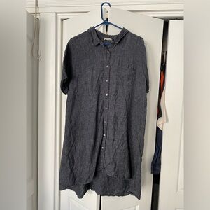 Eileen Fisher Oversized Navy Linen Shirtdress